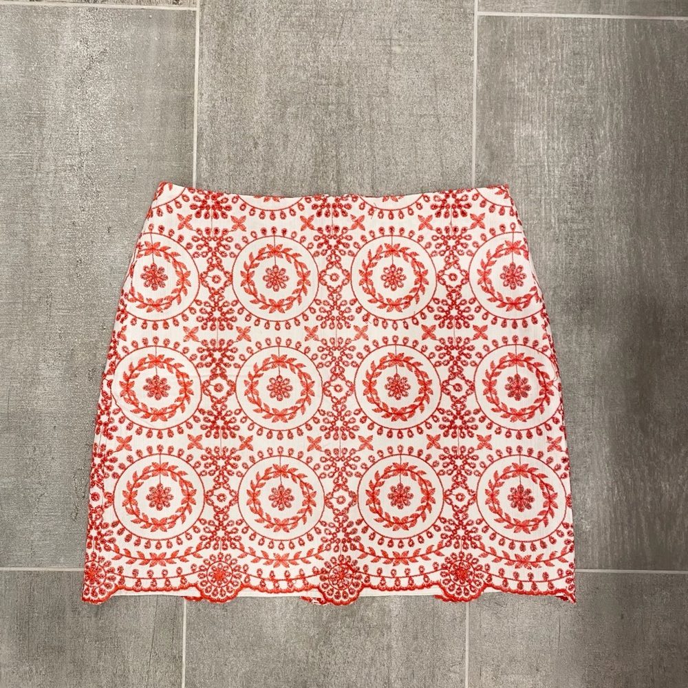 Orange and white eye-lit skirt